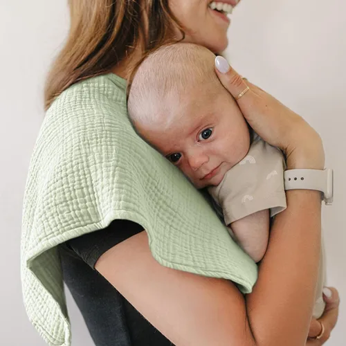 Miniatura 7 de Konssy Juego de paños de muselina para bebé, unisex, paquete de 7, ropa suave 100% algodón para recién nacidos, bebés niñas y niños Verde