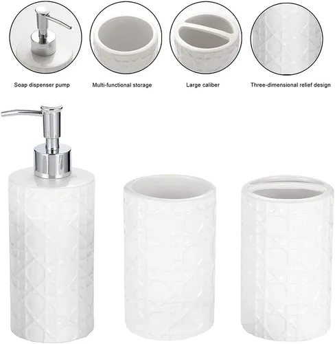 Miniatura 9 de CAA'S - Juego de accesorios de baño de cerámica de 4 piezas para decoración de baño, incluye dispensador de loción, soporte para cepillos