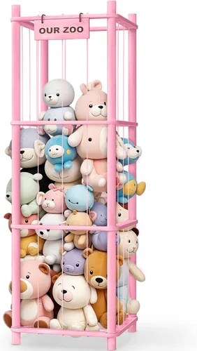 Miniatura 9 de Woodure Almacenamiento y Organizador de Animales de Peluche, Soporte de Juguete de Zoo de Madera Bonito para Habitaciones de Niños Pequeños, Salas