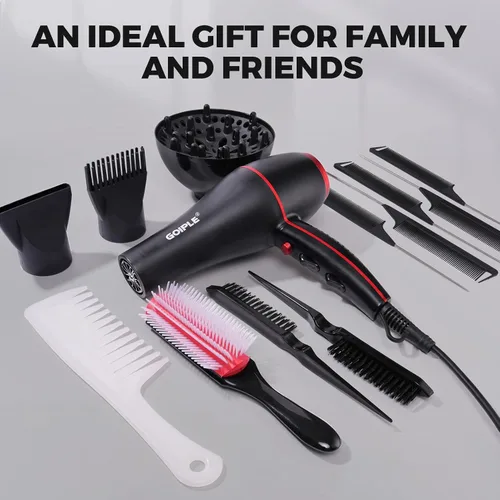 Miniatura 9 de Kit de Secador de Pelo Iónico de Temperatura Constante de 13 Piezas - Juego de Secador de Pelo Profesional Ligero, Bajo Ruido, 1800W para Mujeres