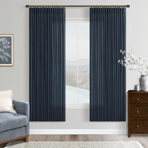 Miniatura 95 de TWODRAPES Cortinas de Lino Plisadas con Pinza Beige Blancas de 54 Pulgadas de Largo 2 Paneles para Comedor Cocina Dormitorio Plisadas Semi