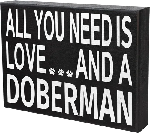 Miniatura 8 de JennyGems Regalo para amante de Doberman, All You Need Is Love and a Doberman, letrero de madera, decoración de estante y colgante de pared
