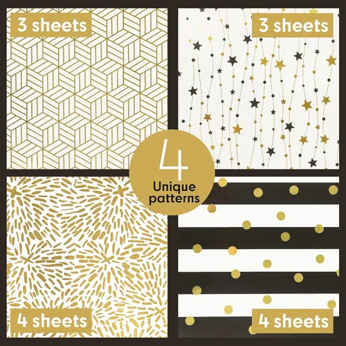 Miniatura 3 de Hojas de Papel de Regalo - Elegante Envoltorio de Regalo, Papel de Regalo Dorado y Blanco Elegante para Hombres o Mujeres, 14 Hojas de Papel