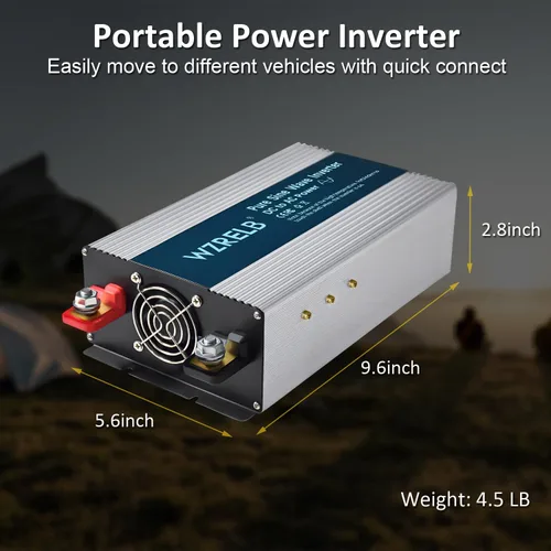 Miniatura 6 de WZRELB Inversor de Onda Sinusoidal Pura de 1800W, 12V DC a 110V 120V AC Convertidor de Energía con Pantalla LED, Inversor de Energía Portátil Fuera