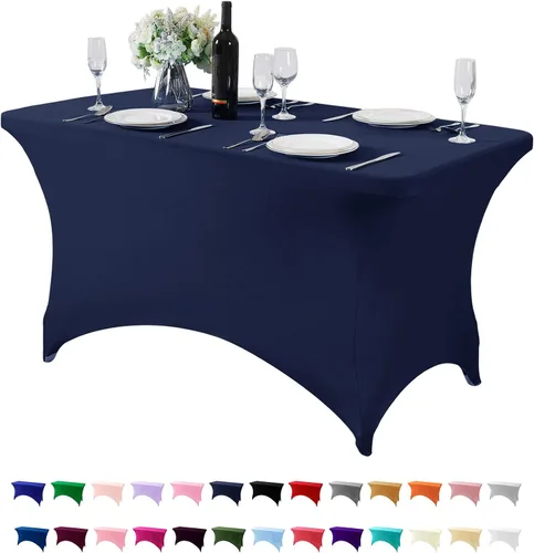 Miniatura 104 de Mantel de elastano para mesas de 4, 6 u 8 pies, mantel elástico universal ajustable para fiestas, banquetes, bodas y eventos - Verde manzana