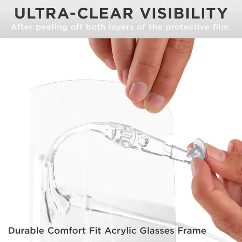 Miniatura 5 de TCP Global Salon World - Protectores faciales completos con marcos de gafas (paquete de 10), ultra transparentes para proteger los ojos, la nariz