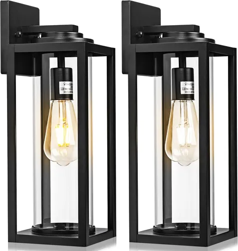 Miniatura 12 de FILIYANO Luces de Pared Grandes para Exteriores de 16 Pulgadas - Paquete de 2 Luminarias Exteriores Modernas Negras con Pantalla de Vidrio