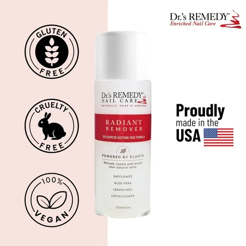 Miniatura 4 de Dr.'s Remedy Removedor de esmalte de uñas orgánico, fortalecedor natural y vegetal para uñas y cutículas, no tóxico, hidratante e hidratante,