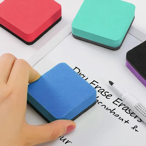 Miniatura 2 de MaxGear Borradores de Borrado en Seco, Paquete de 36 Borradores Magnéticos de Pizarra Blanca de Borrado en Seco para Aula, Mini Almohadillas