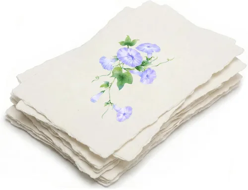 Deckled Edge - Papel de 5 x 7 pulgadas, 50 hojas de papel de acuarela hecho a mano, papel texturizado natural de 300 GSM, papel de algodón rugoso