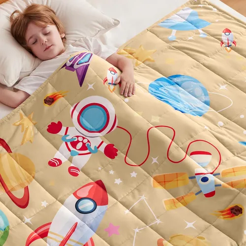 Miniatura 20 de anfie - Manta con peso para niños (40 x 60 pulgadas, 7 lb), manta refrescante para dormir, tamaño de manta ligera, transpirable, con cuentas de Gris
