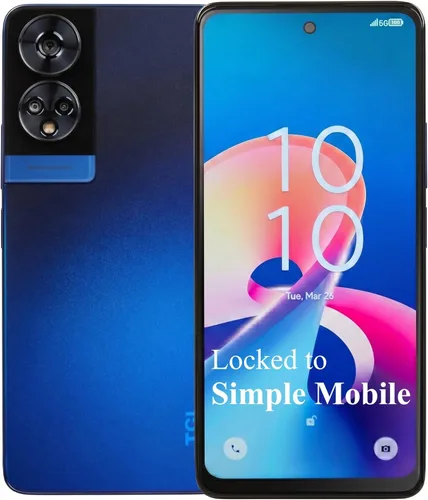 Simple Mobile, TCL 50 XE 5G, 128GB, Teléfono inteligente prepago, azul, cámara de 50MP, bloqueado