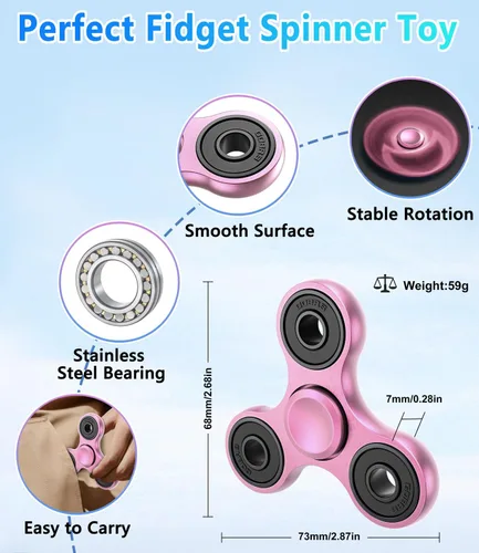 Miniatura 3 de ATESSON Fidget Spinner Toy Ultra Durable Acero Inoxidable Rodamiento de Alta Velocidad 2-5 Min Spins Material Metal Precisión Spinner EDC ADHD