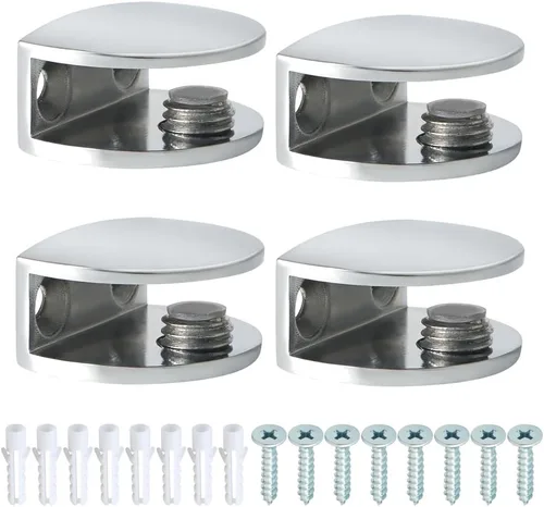 Miniatura 15 de Alise Soporte de ducha ajustable para estante de vidrio, soporte de abrazadera rectangular resistente para estantes de vidrio de 0.394-0.472 in