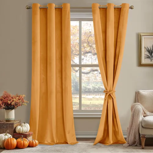 Miniatura 113 de JIUZHEN - Cortinas de terciopelo gris de 63 pulgadas opacas para sala de estar - Cortinas gruesas de terciopelo con ojales para ventana