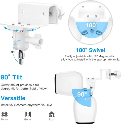 Miniatura 6 de HOLACA Soporte de canalón para Arlo Pro 4 eufyCam 2C Pro E y 2 E20 E40 L20, Arlo Essential, Arlo Pro 2, Arlo Pro 3, Wyze Cam al aire libre, Arlo GO