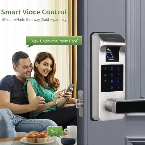 Miniatura 4 de Cerradura de puerta inteligente, cerradura de puerta de entrada 5 en 1 sin llave, bloqueo de teclado digital con control completo de aplicación