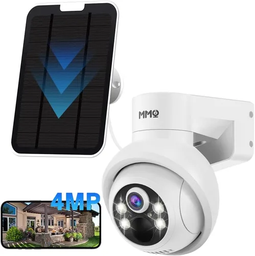MMQ Cámaras de seguridad solares inalámbricas para exteriores, cámaras de seguridad alimentadas por PTZ de 4MP para el hogar, cámara de seguridad
