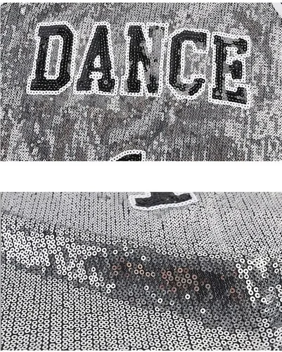 Miniatura 6 de LOLANTA Ropa de baile Hip Hop para niñas, vestido de lentejuelas para niños, camiseta larga sin mangas, disfraz de jazz, camiseta de animadora