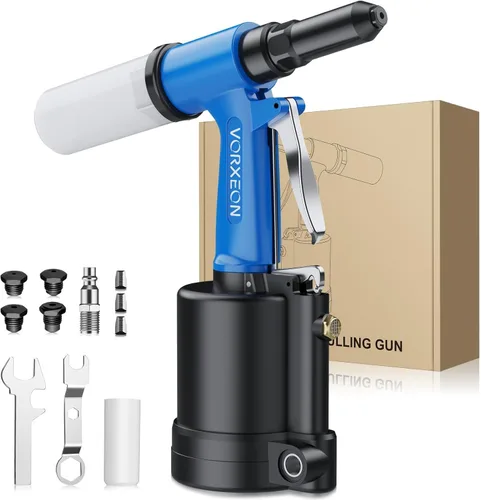 Pistola remachadora neumática Air Riveter 3/32", 1/8", 5/32", 3/16" para industrias automotrices, construcción, mantenimiento de metales. Presión de