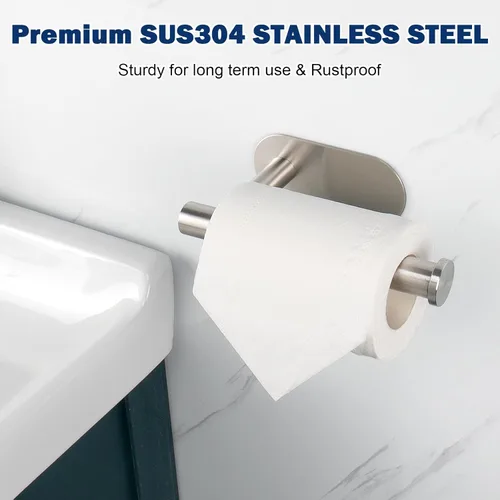 Miniatura 2 de NearMoon Soporte de papel higiénico autoadhesivo, de acero inoxidable SUS304 grueso de alta calidad, a prueba de óxido, sin perforaciones