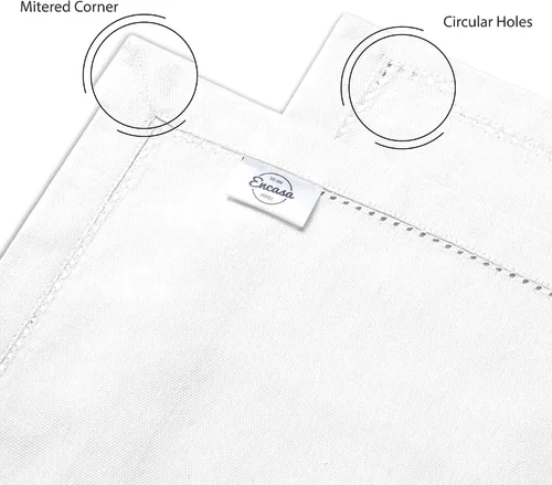 Miniatura 4 de Encasa XO Camino de mesa de comedor de 13 x 59 pulgadas, diseño de dobladillo de algodón puro, blanco, lavable a máquina