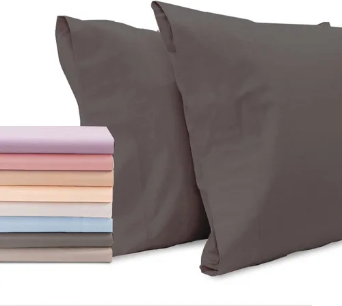 Miniatura 19 de Superity Linen Fundas de almohada de tamaño estándar, cerramiento abierto, paquete de 2, 100% algodón suave y cómodo, color azul