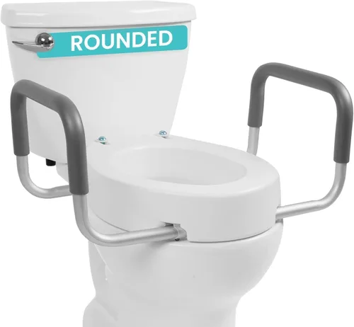 Vive - Elevadores de asiento de inodoro para personas mayores (con asas), con barra de agarre, opciones para cuencos alargados y estándar, elevación