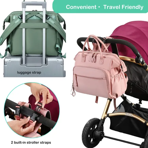 Miniatura 5 de LORADI Large Diaper Bag Tote, Hospital Bag, Baby Shower Essential 14 Pockets, Convertible, Stroller Clips, 3 Insulated Pockets, Water-resistant