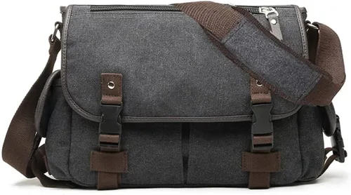 Miniatura 8 de [Actualizado] Bolso mensajero de lona vintage de 13, 15.6 y 17 pulgadas, bolso de hombro grande para computadora portátil, para mujeres y hombres