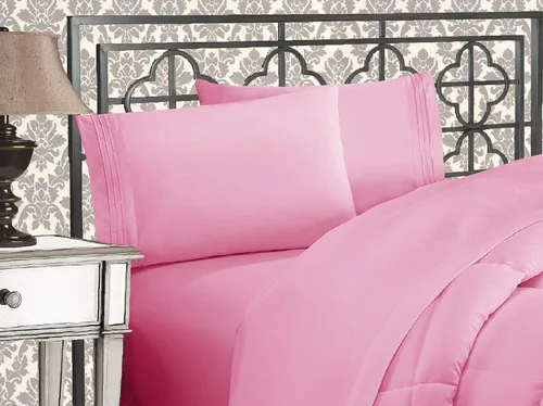 Miniatura 17 de Elegante juego de cómodas sábanas para cama de 1500 hilos resistente a arrugas y a la decoloración, calidad egipcia de lujo ultrasuave de 4 piezas