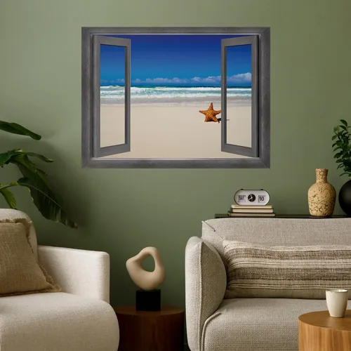 Miniatura 13 de wall26 Mural de pared extraíble – Hermosa pareja saltando delfines en el mar puesta de sol creativa vista de ventana decoración del hogar/decoración