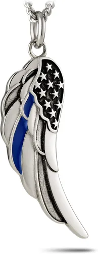 Miniatura 2 de Collar de acero inoxidable con alas de ángel de línea azul fina - Ps 9111, Acero inoxidable