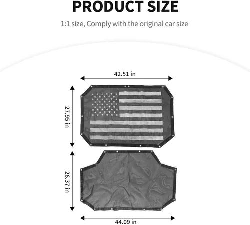 Miniatura 7 de JeCar Cubierta de malla para parasol delantero y trasero, protección UV, protección UV, accesorios exteriores compatibles con Jeep Wrangler de 4