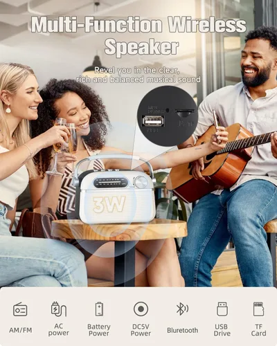 Miniatura 2 de PRUNUS J-130 Radio portátil AM FM, para papá y mamá, alimentación de CA, funciona con baterías/radio recargable para uso de emergencia, radios