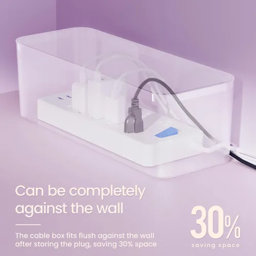 Miniatura 3 de Delamu Paquete de 2 cajas de gestión de cables, elegante caja de cables con organizador de cables para escritorio, caja ocultadora de tira de Blanco
