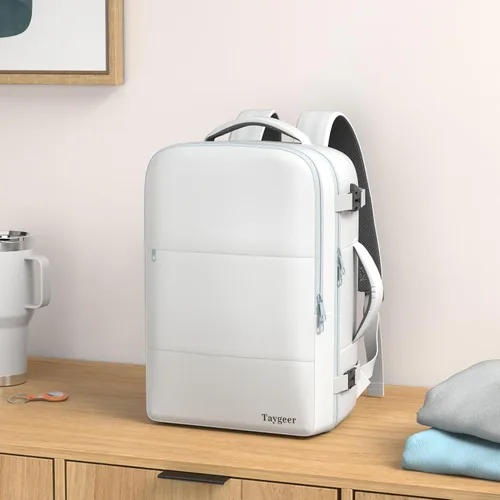 Miniatura 2 de Taygeer Mochila de Equipaje de Mano, Mochila de Viaje para Mujeres con Puerto de Carga USB y Bolsa para Zapatos, Mochila para Laptop de 15.6 Gris