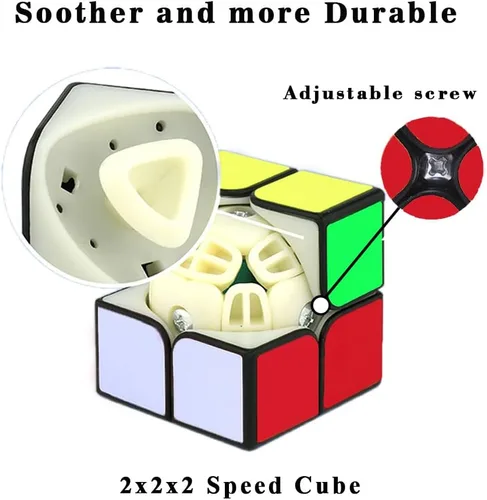Miniatura 6 de Cubo de velocidad 2x2, rompecabezas clásicos de cubo 2x2 de juguete (negro)