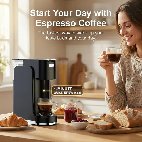 Miniatura 7 de Cafetera de una sola porción todo en 1, cafetera caliente y helada para café molido, cápsula K-Cup, NES Original y DG, cafetera espresso de 20