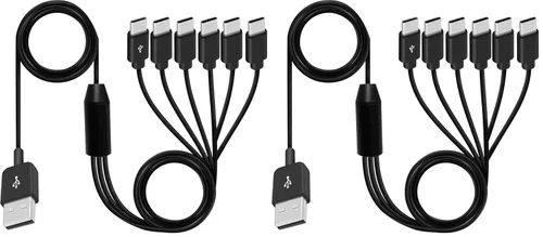 Miniatura 10 de Poyiccot Cable divisor USB C, 6 en 1, USB 2.0 tipo A a 6 tipo C, cable de carga macho con carga rápida de 3 A para Android, Samsung, tableta, 1.5