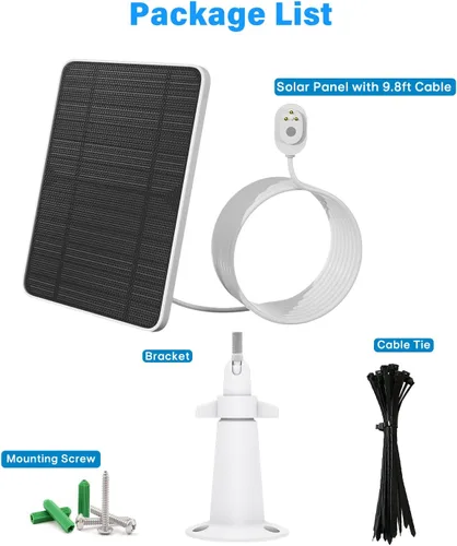 Miniatura 7 de Panel solar de carga mejorado compatible con Arlo Pro 4, Pro 3, Ultra 2, panel solar de 4 W con cable de carga de 9.8 pies, impermeable IP65