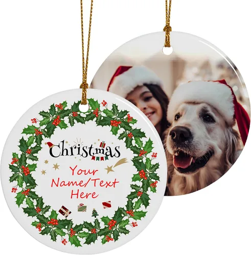 Miniatura 13 de Adornos de Navidad personalizados, adorno con foto personalizada, nuestro primer árbol de Navidad colgante 2024, decoración regalo para Navidad