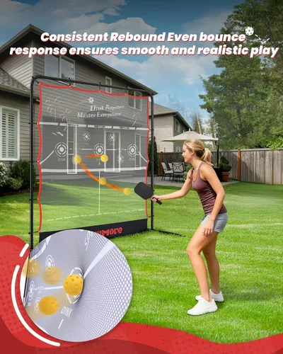 Miniatura 6 de Red de práctica de pickleball Rebounder de 6 pies: Red de entrenamiento de pickleball con marco de metal fuerte, portátil para entrada al aire