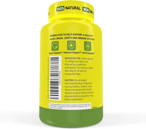 Miniatura 6 de Herbtonics Aceite de pescado Omega 3 de 1250 mg – Alto EPA 450 mg + DHA 300 mg para la salud del corazón y el cerebro Triple fuerza, sabor a limón