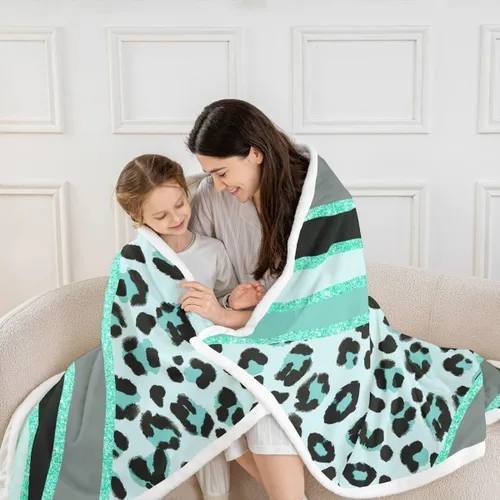 Miniatura 5 de Homewish Abstract Leopard Kids Throw Blanket,Cheetah Skin Wild Animals Bed Blanket for Girls Boys Women,Geometric Stripes Fashion Fleece