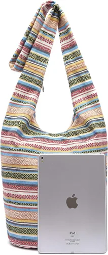Miniatura 133 de Bolsa de hombro para mujer, de lona en estilo hippie/bohemio para llevar cruzada al hombro, disponible en diferentes colores y estampados
