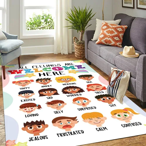 Miniatura 8 de Feelings Chart - Alfombra para el aula, salud mental, alfombra de esquina calmante para clase, alfombras antideslizantes y esponjosas