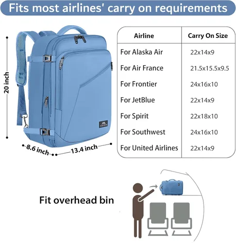 Miniatura 58 de MATEIN - Mochila de viaje extragrande de 10.56 galones, mochila de viaje ampliable apta para aerolíneas, para viajeros de fin de semana, hombres