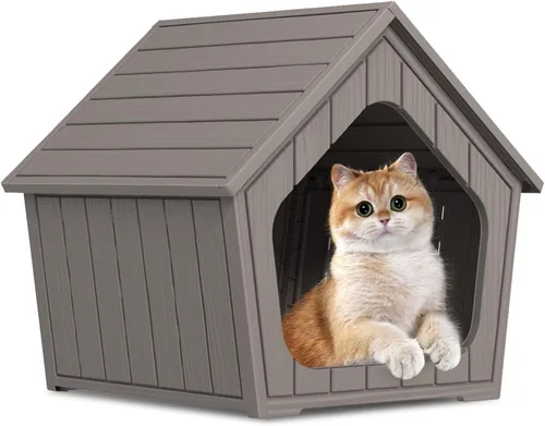 Casa para gatos para interiores y exteriores, refugio para mascotas duradero y fácil de limpiar para todo tipo de clima, para patio, porche o sala