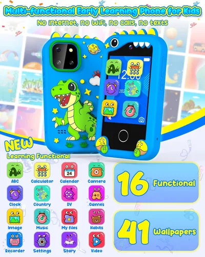 Miniatura 3 de BESTOONE Juguete de teléfono inteligente para niños y niñas de 3 a 8 años, sin Internet/llamadas, cámara HD, reproductor de MP3